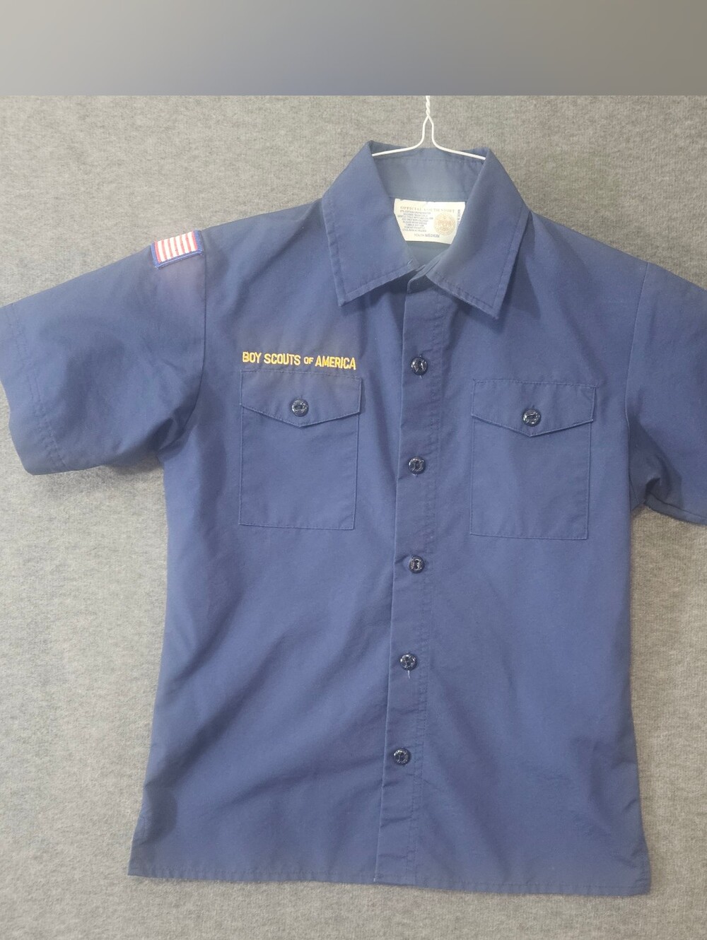 Boy Scouts Of America Official Navy Short-Sleeve Uniform Shirt Youth Medium